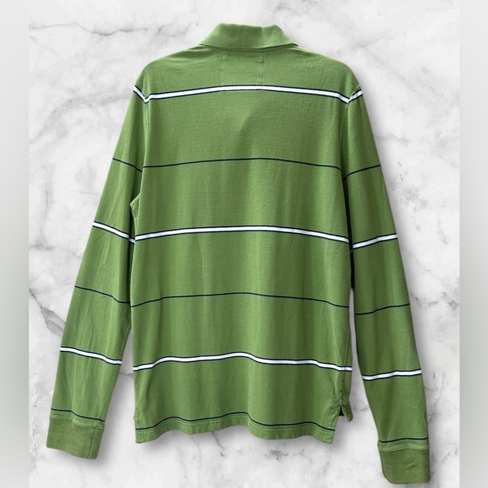Abercrombie & Fitch Green Blue White Rugby Shirt Muscle Y2K Preppy Size XL Heavy - Picture 4 of 9